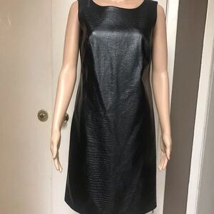 Faux Leather Black Sleeveless Dress